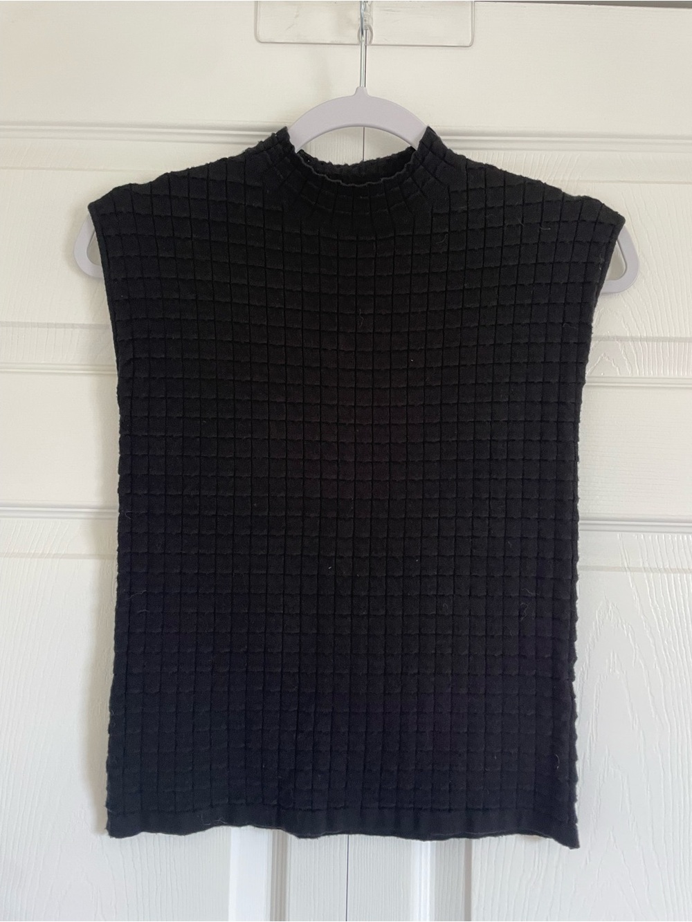 Black Textured Mock Neck Tank Top